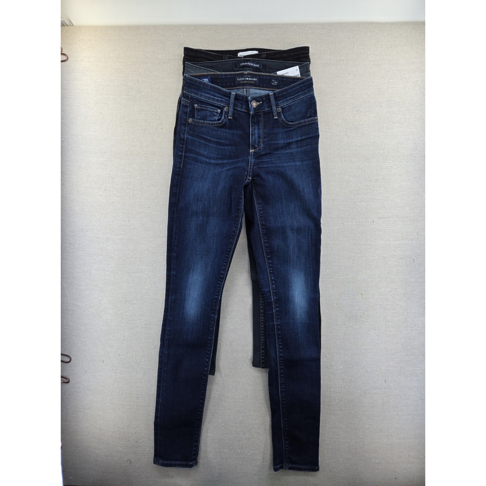 Lot Of 3 Pairs Jeans Womens 00-04 ~25" Zara Lucky Brand Calvin Klein Skinny